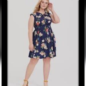 Torrid Navy Floral Midi Dress, 1X